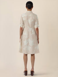 APART Kleid mit Bindegürtel und floralem Muster | beige-creme