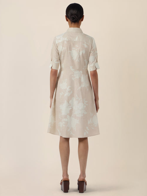 APART Kleid mit Bindegürtel und floralem Muster | beige-creme image 1