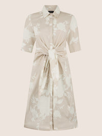 APART Kleid mit Bindegürtel und floralem Muster | beige-creme