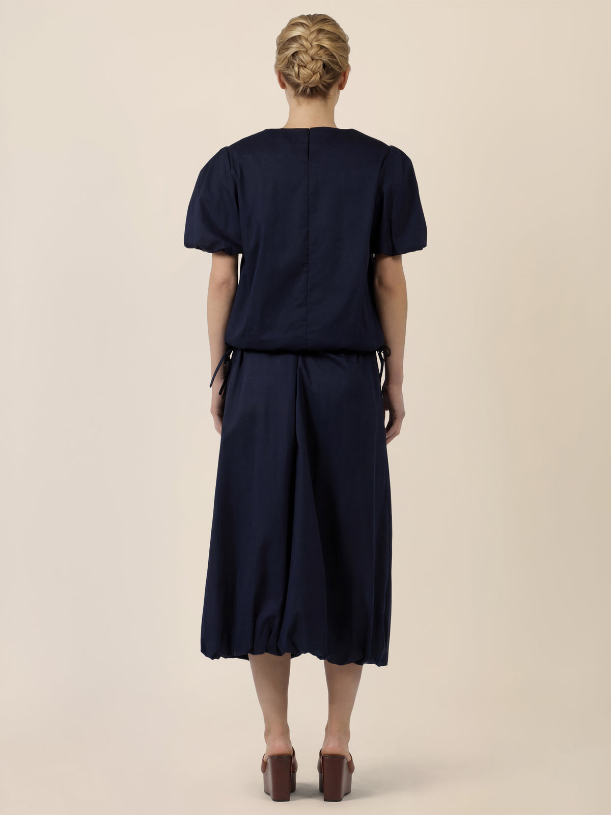 APART Bluse mit Bindebändern und Flügelärmeln | nachtblau