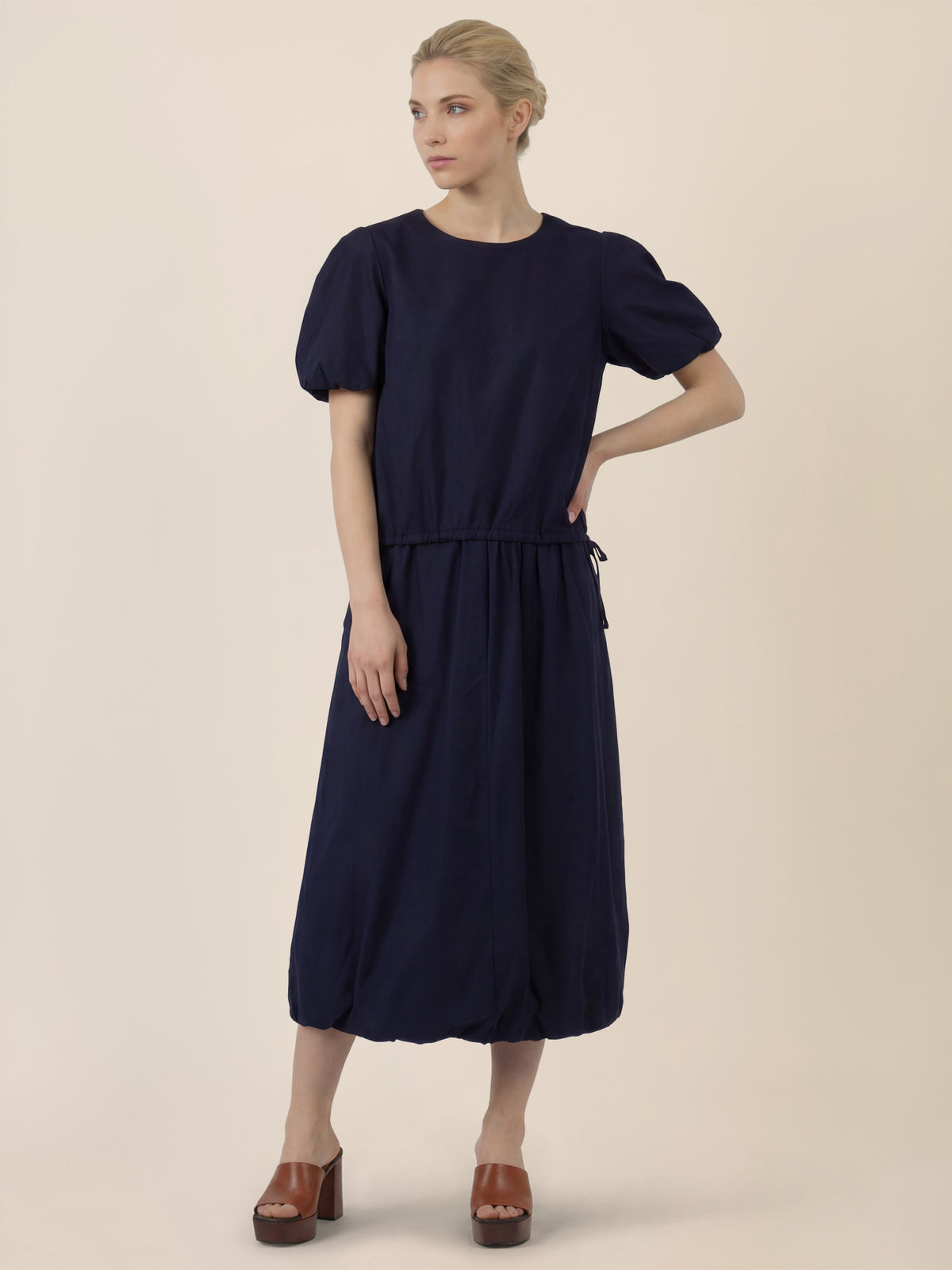 APART Bluse mit Bindebändern und Flügelärmeln | nachtblau