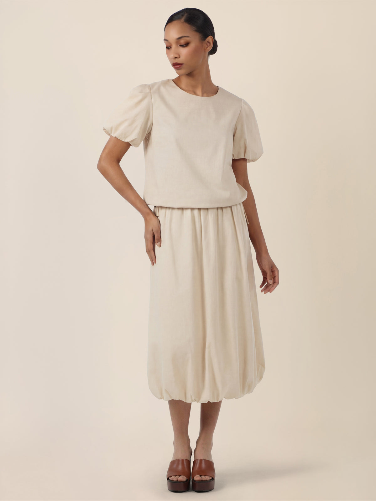 APART Ballonrock mit breitem Bund | beige