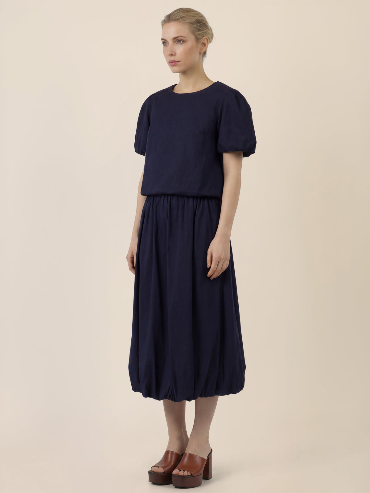 APART Ballonrock mit breitem Bund | nachtblau