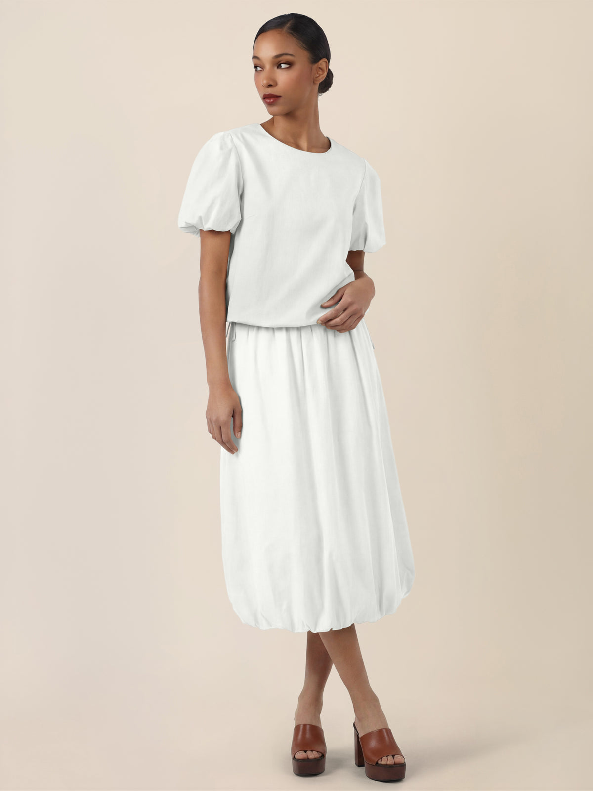 APART Ballonrock mit breitem Bund | creme