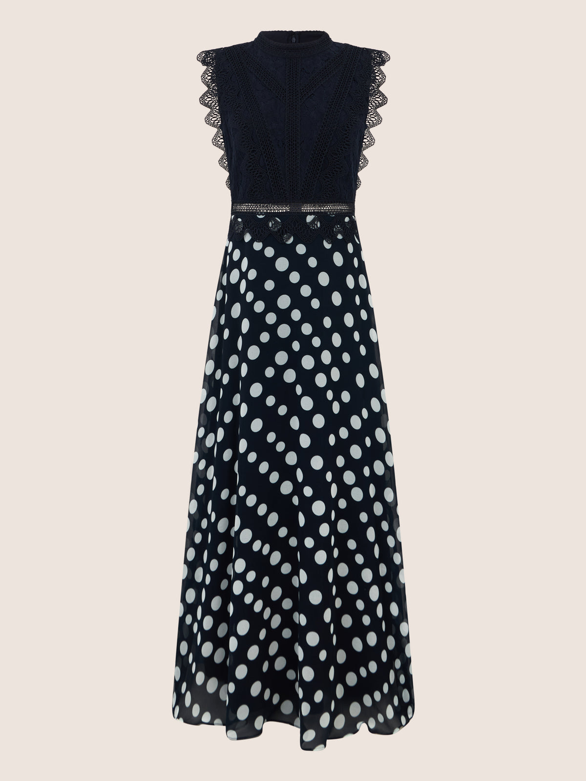 APART Elegantes Abendkleid mit Spitzenoberteil und Punkterock | nachtblau-creme