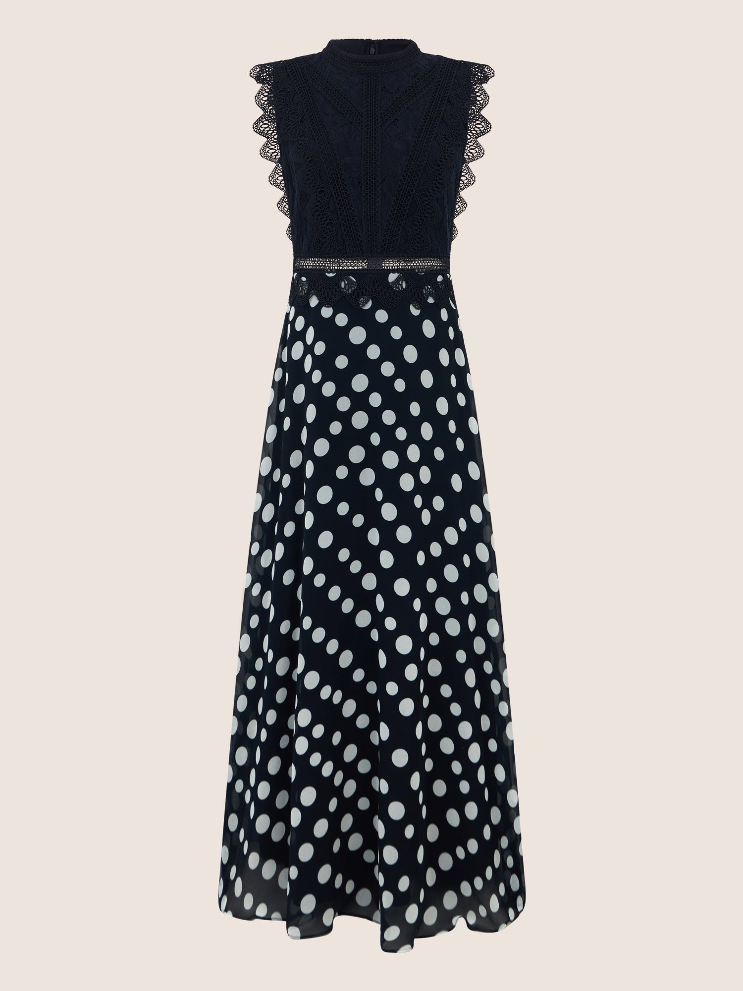 APART Elegantes Abendkleid mit Spitzenoberteil und Punkterock | nachtblau-creme