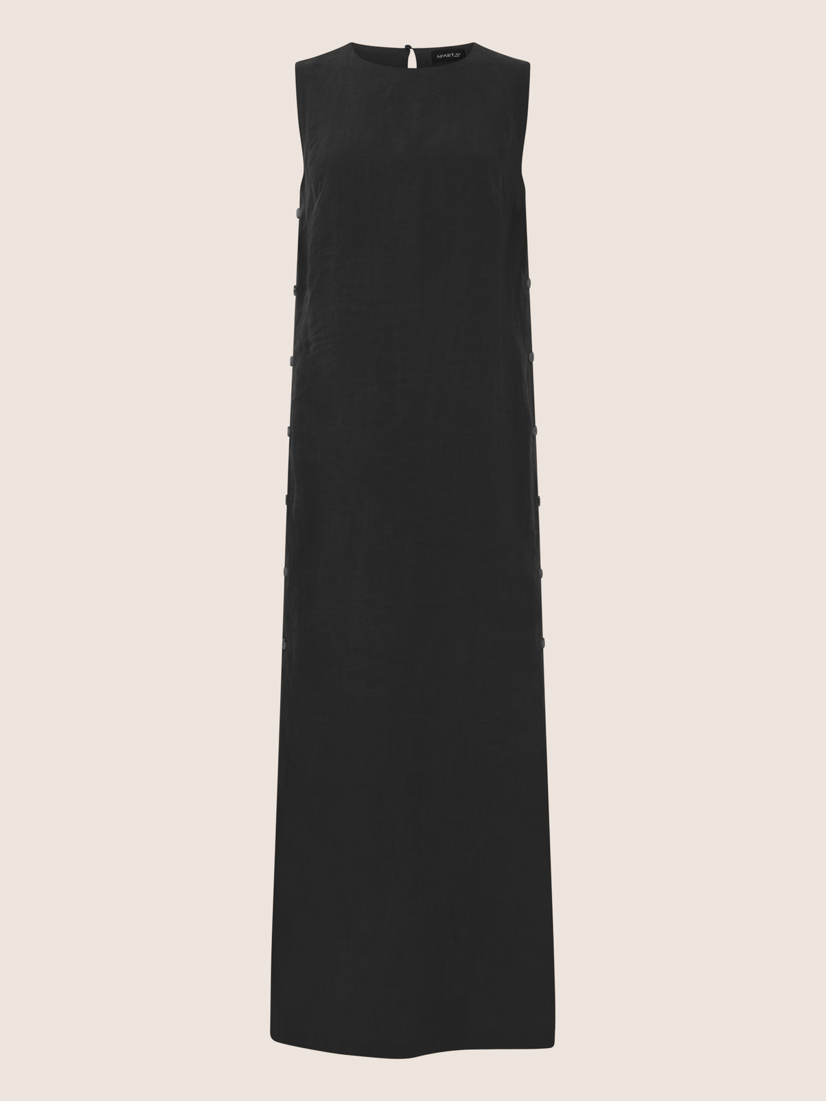 APART Leinenkleid mit seitlicher Knopfleiste | schwarz