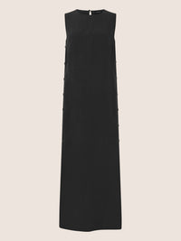 APART Leinenkleid mit seitlicher Knopfleiste | schwarz