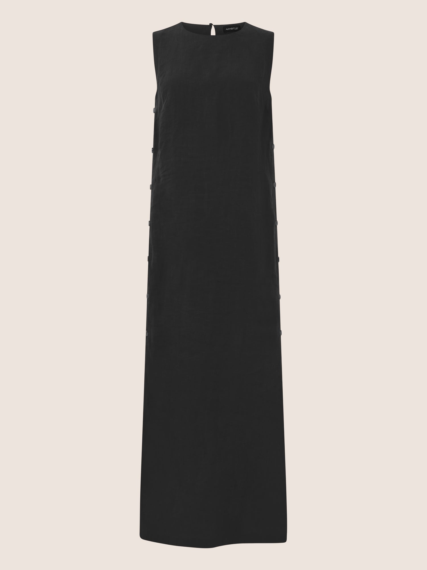 APART Leinenkleid mit seitlicher Knopfleiste | schwarz
