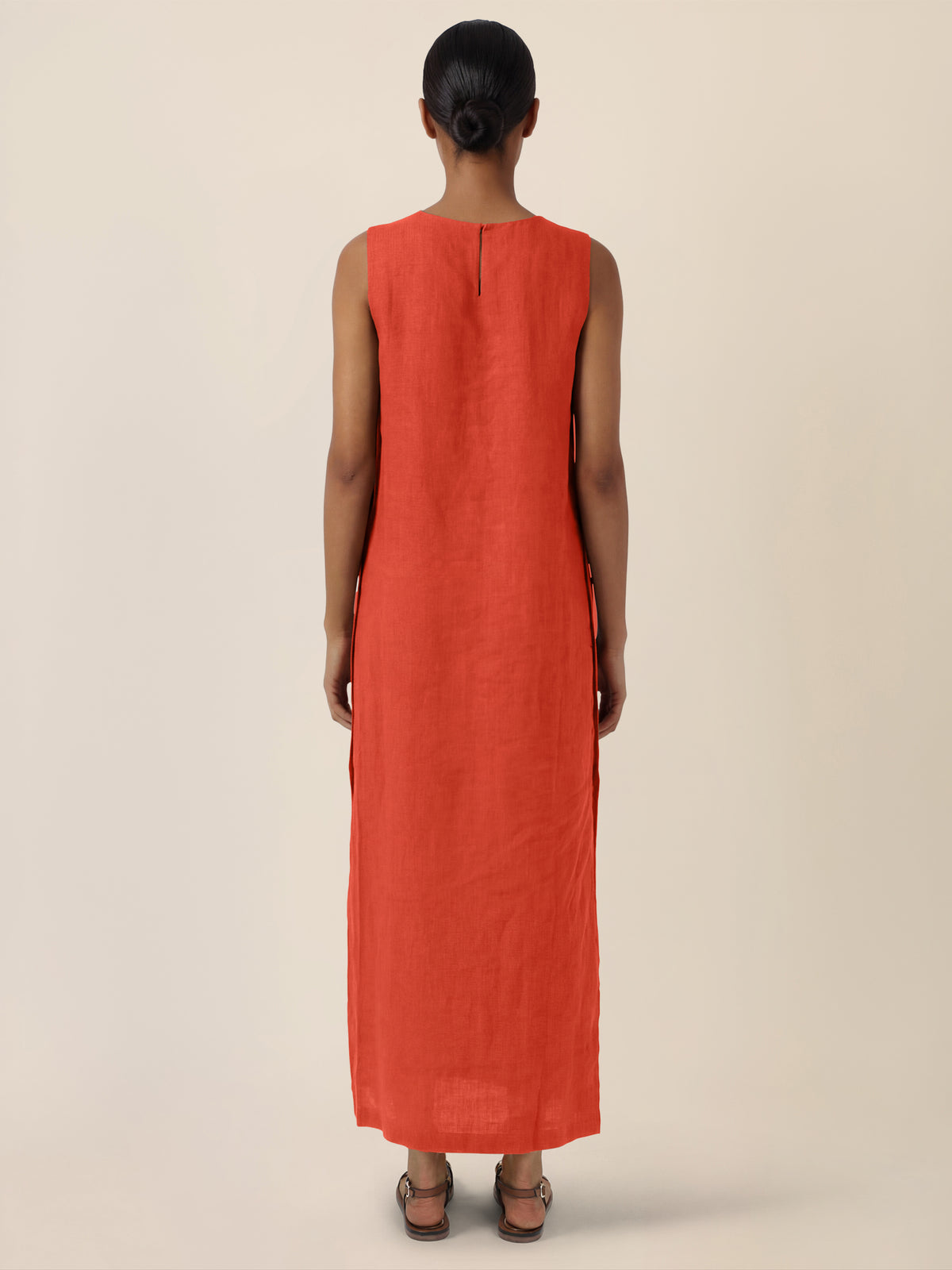 APART Leinenkleid mit seitlicher Knopfleiste | orange