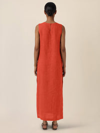 APART Leinenkleid mit seitlicher Knopfleiste | orange