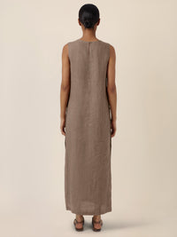 APART Leinenkleid mit seitlicher Knopfleiste | cappuccino