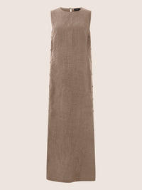 APART Leinenkleid mit seitlicher Knopfleiste | cappuccino