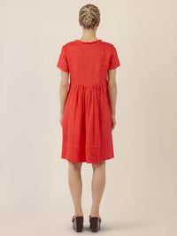 APART Luftiges Leinenkleid mit Zierfalten | orange