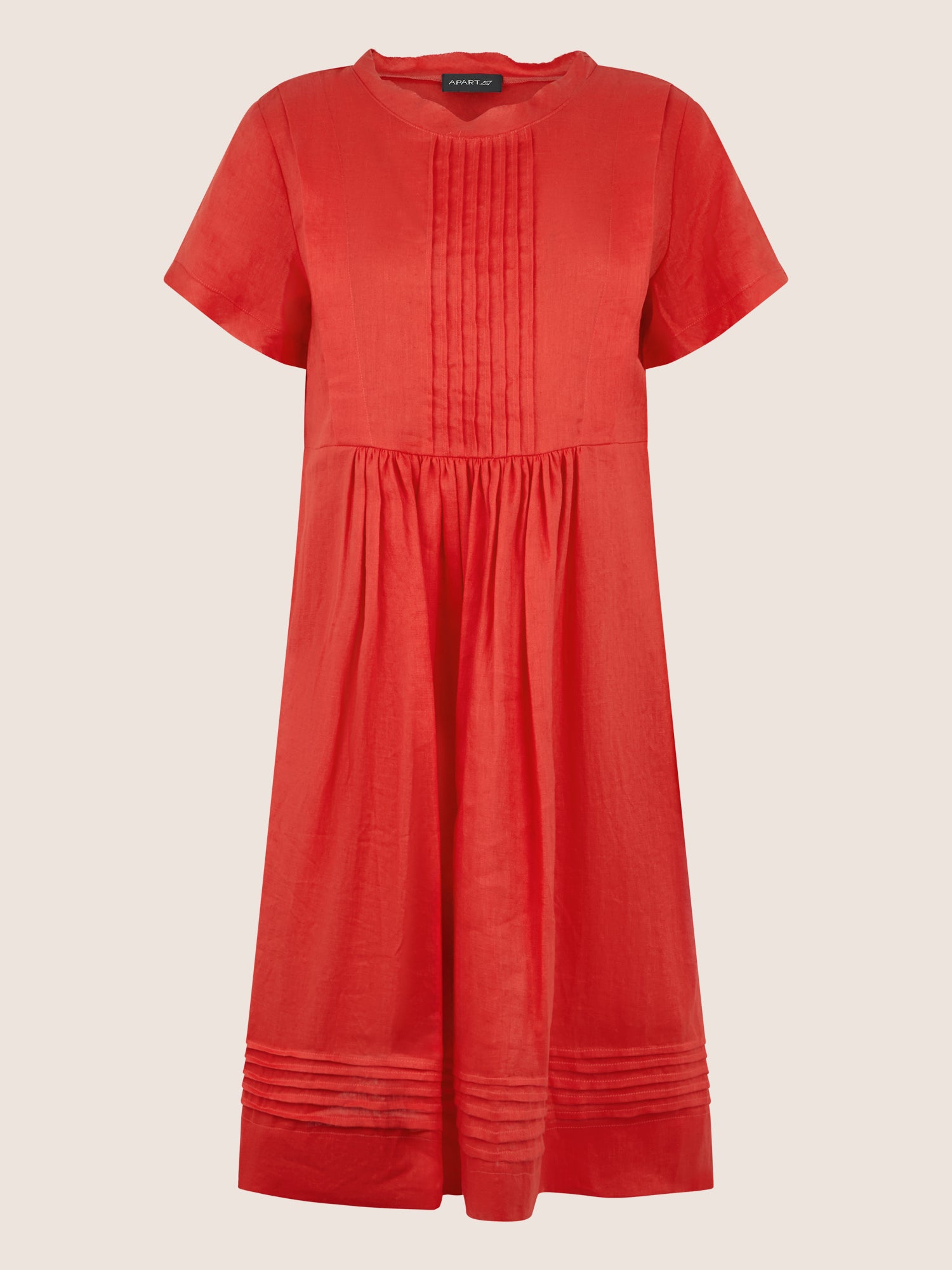 APART Luftiges Leinenkleid mit Zierfalten | orange