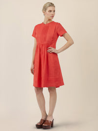 APART Luftiges Leinenkleid mit Zierfalten | orange