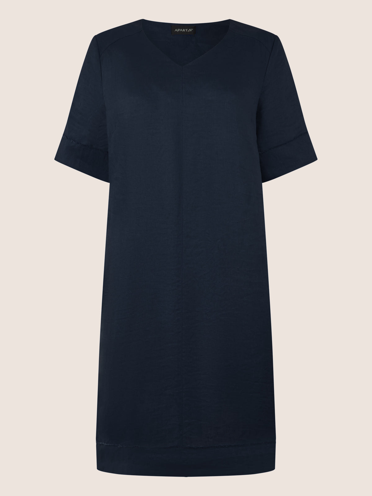 APART Locker geschnittenes Leinenkleid mit V-Ausschnitt | nachtblau