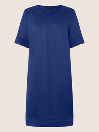 APART Locker geschnittenes Leinenkleid mit V-Ausschnitt | royalblau