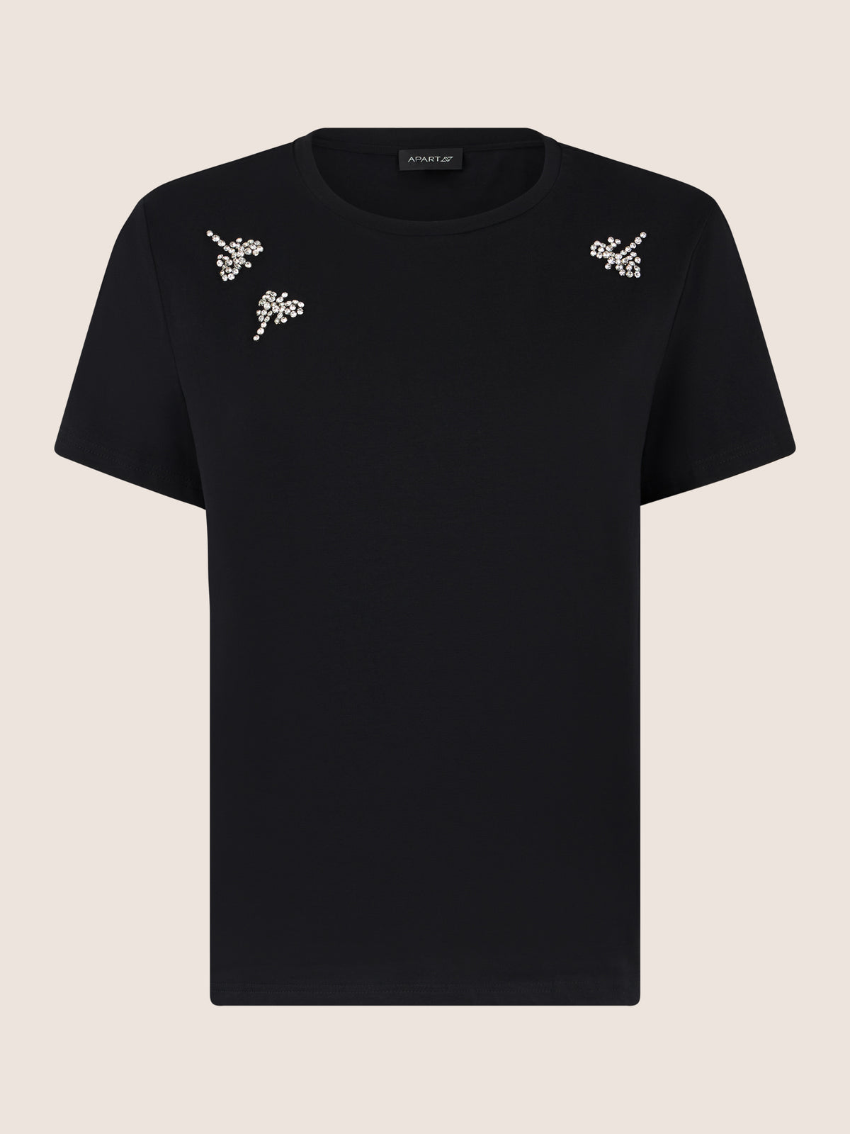 APART T-Shirt mit Schmuckstein-Dekor | schwarz