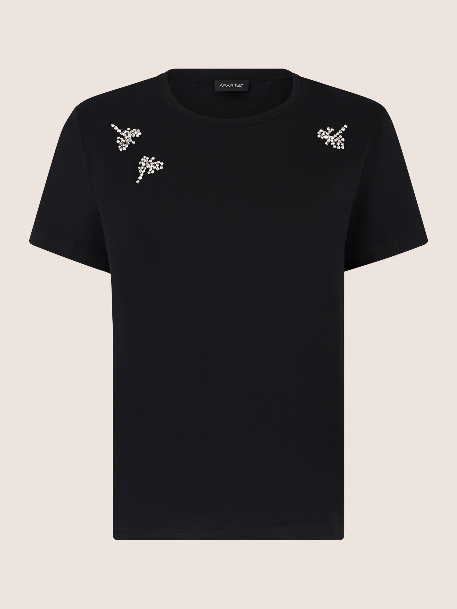 APART T-Shirt mit Schmuckstein-Dekor | schwarz