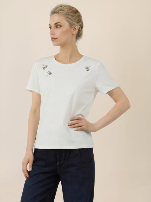 APART T-Shirt mit Schmuckstein-Dekor | creme image 1