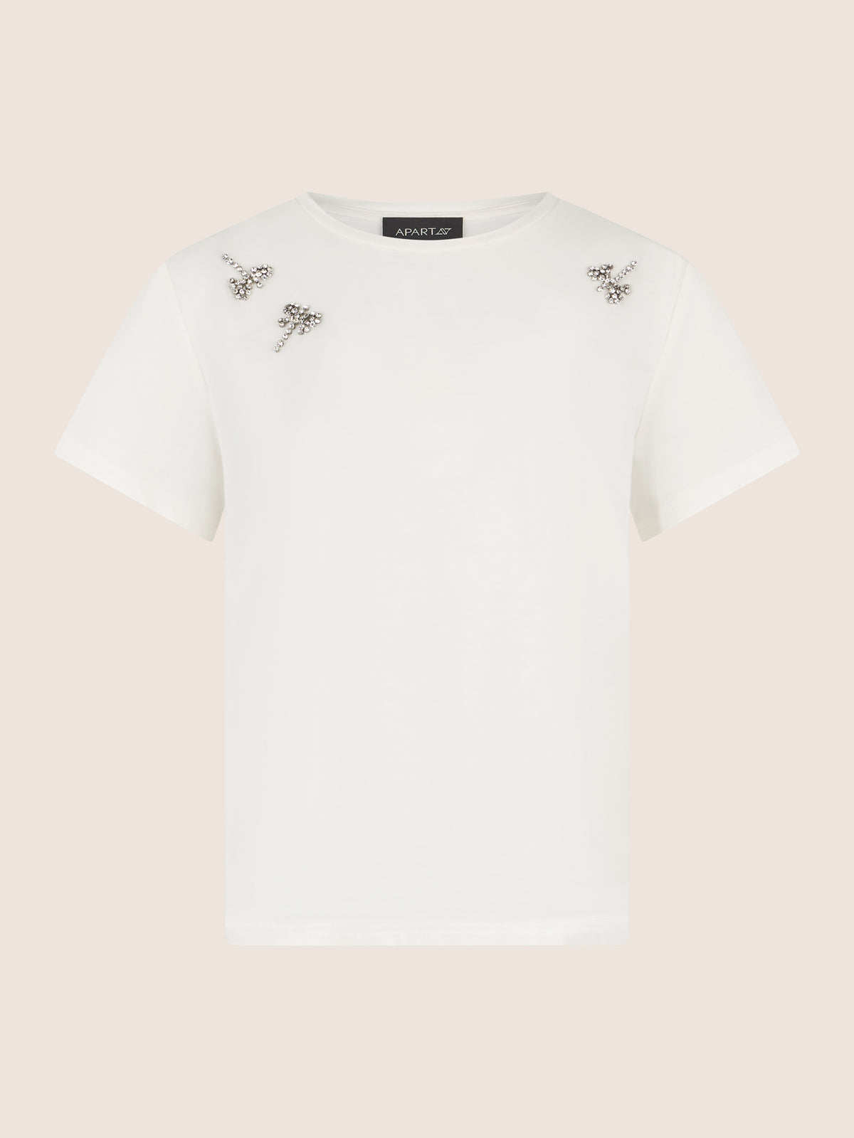 APART T-Shirt mit Schmuckstein-Dekor | creme