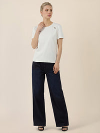 APART T-Shirt mit Schmuckstein-Dekor | creme