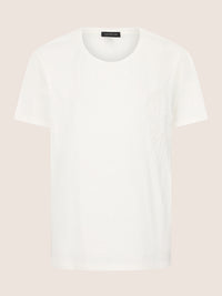 APART T-Shirt mit floraler Ton-in-Ton-Stickerei | creme
