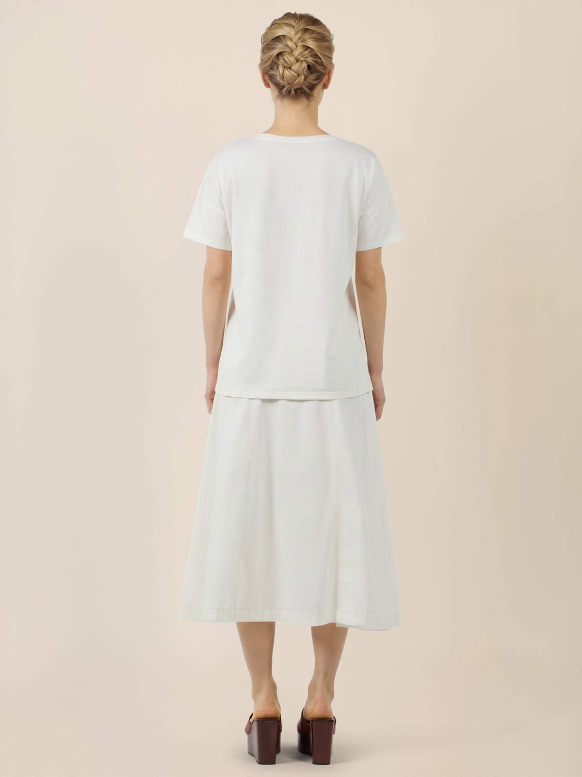 APART T-Shirt mit floraler Spitze auf der Schulter | creme