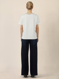 APART T-Shirt mit funkelndem Schmuckkragen | creme