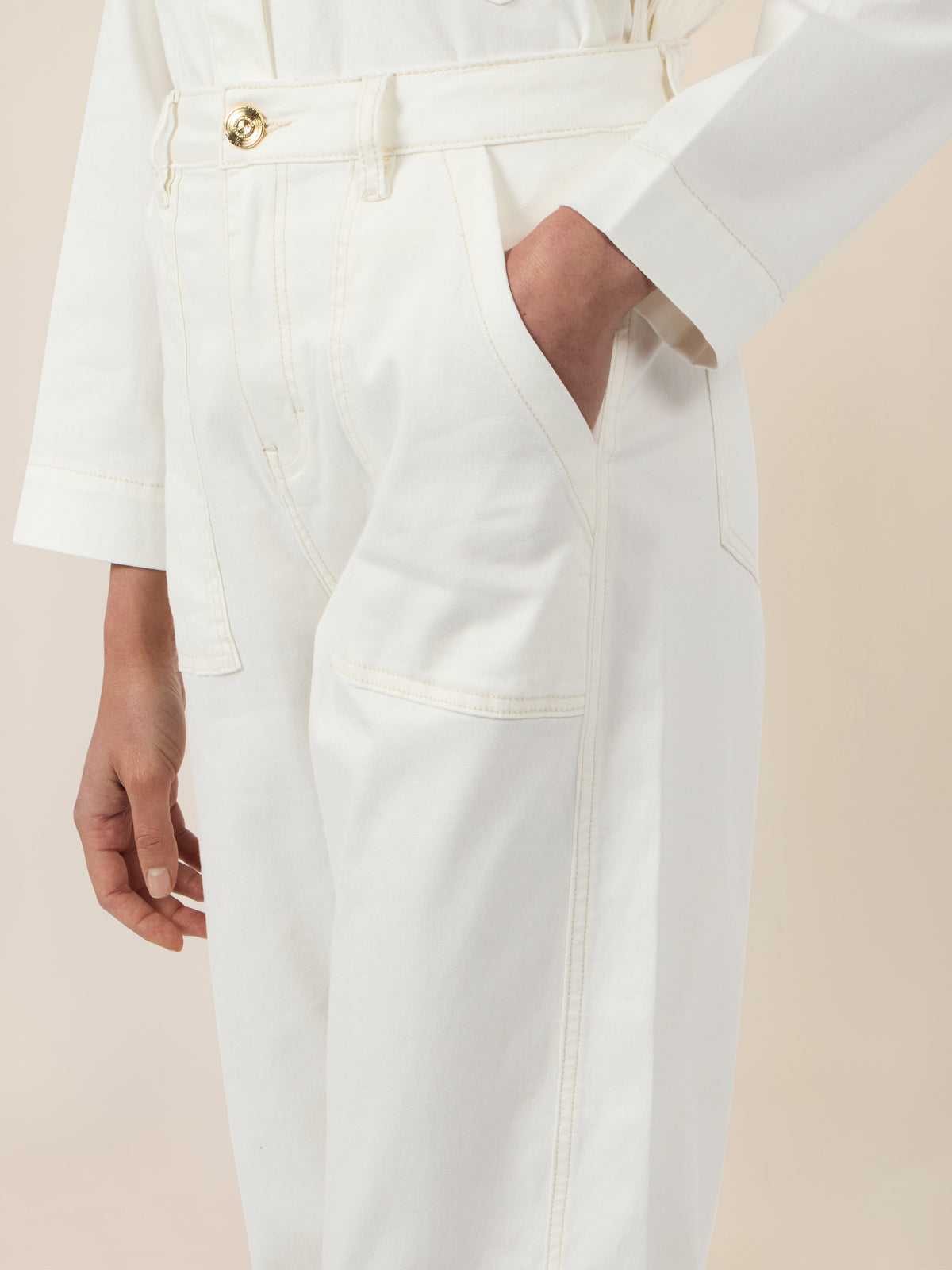 APART Gerade Jeans mit aufgesetzten Taschen | creme