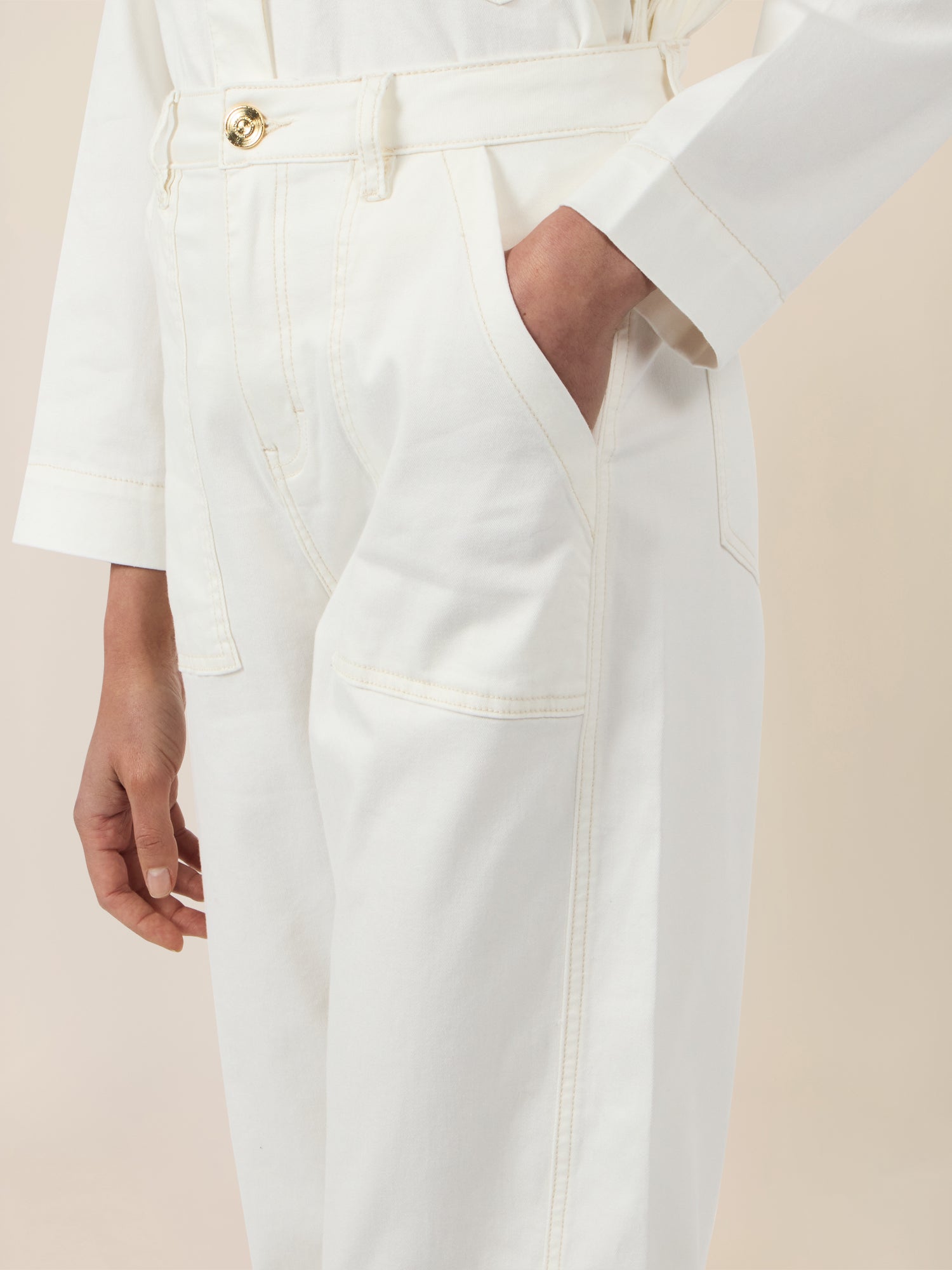 APART Gerade Jeans mit aufgesetzten Taschen | creme