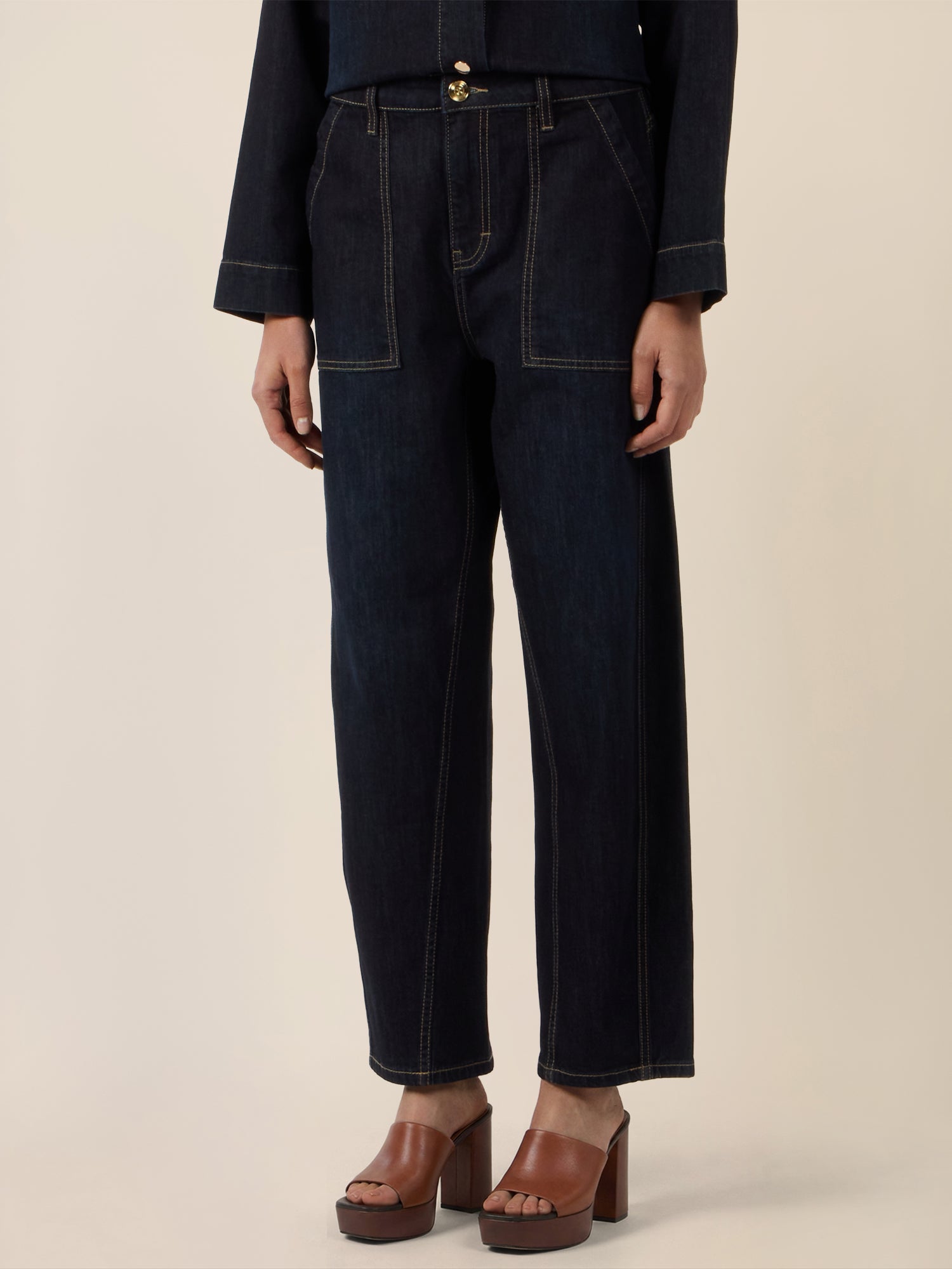 APART Gerade Jeans mit aufgesetzten Taschen | dunkelblau