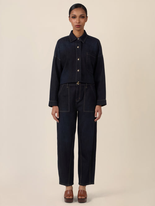 APART Gerade Jeans mit aufgesetzten Taschen | dunkelblau image 1