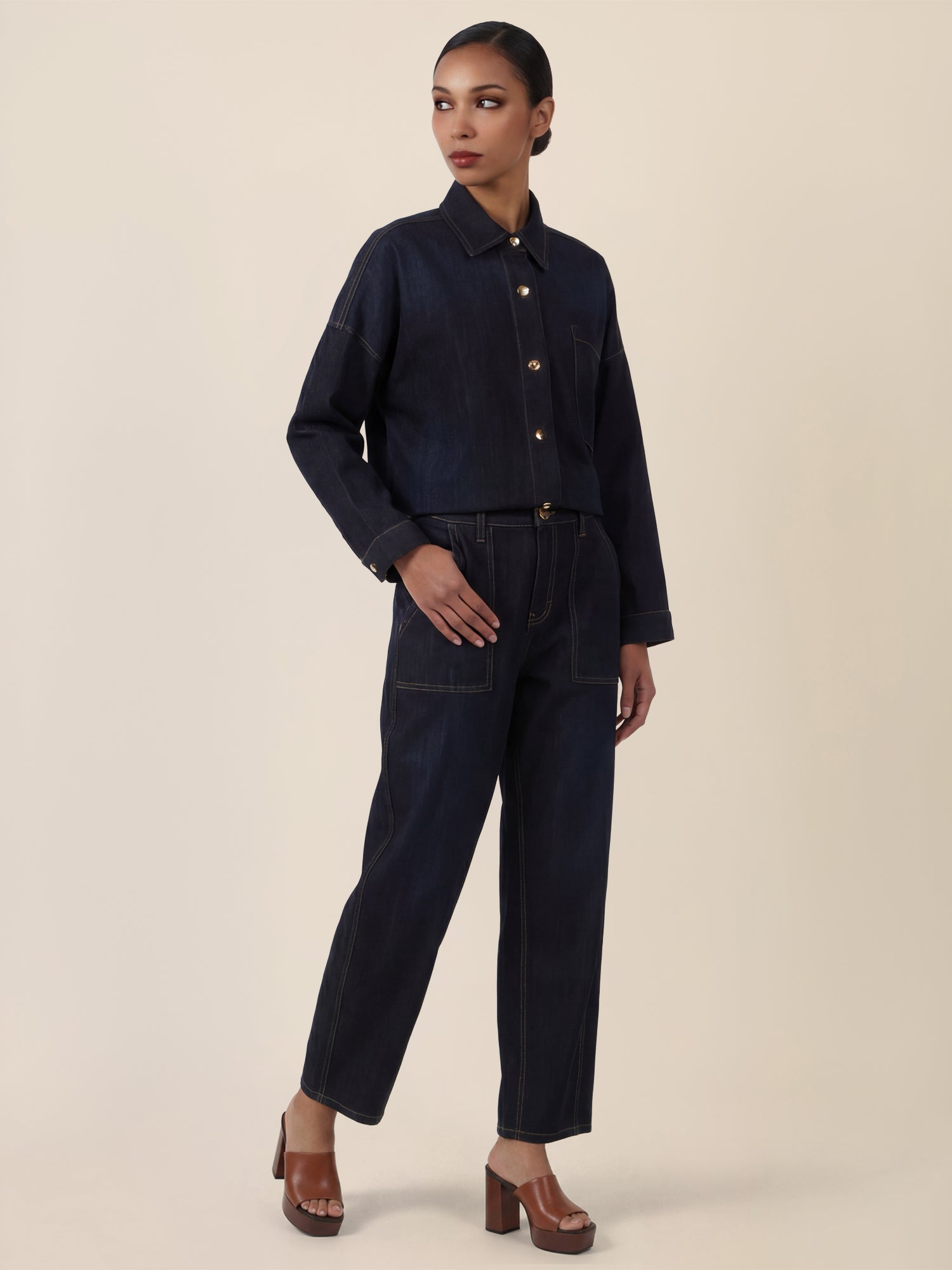 APART Gerade Jeans mit aufgesetzten Taschen | dunkelblau