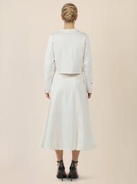 APART Cropped Jeansjacke mit Fransensaum | creme