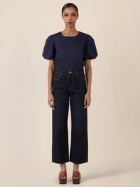 APART Croppedjeans mit Fransen-Saum | dunkelblau