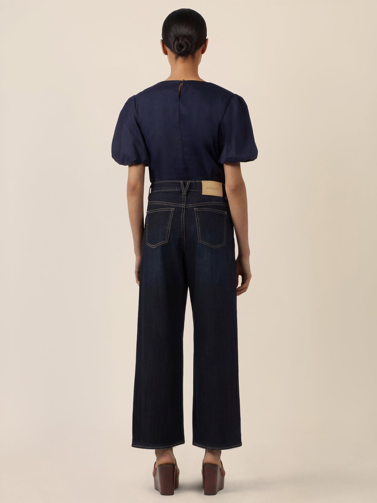 APART Croppedjeans mit Fransen-Saum | dunkelblau