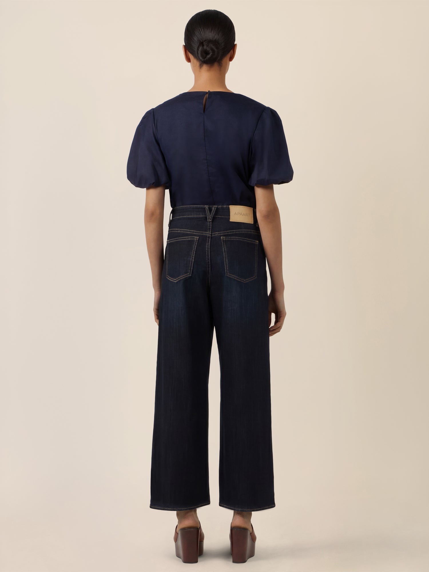 APART Croppedjeans mit Fransen-Saum | dunkelblau