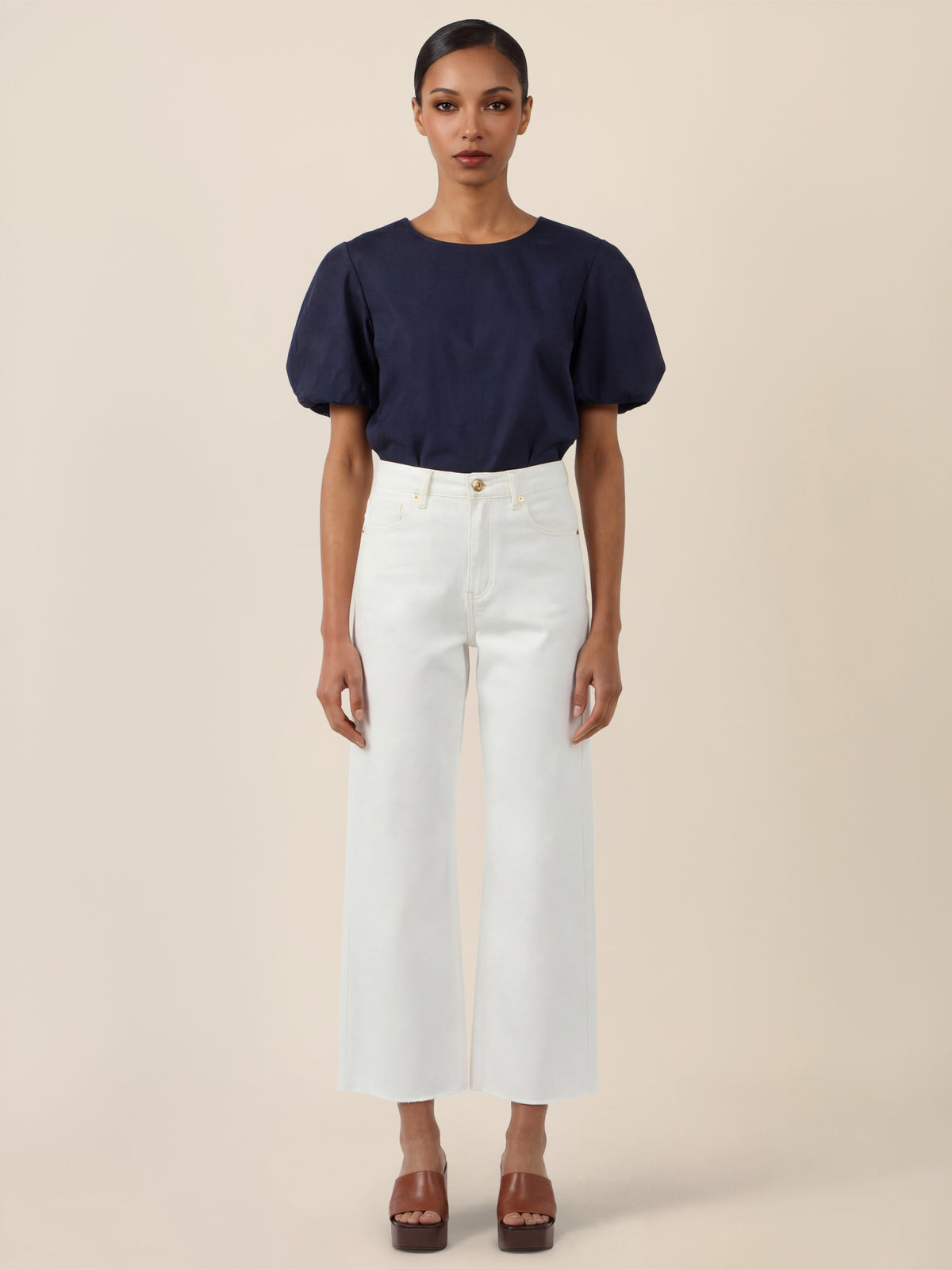 APART Croppedjeans mit Fransen-Saum | creme