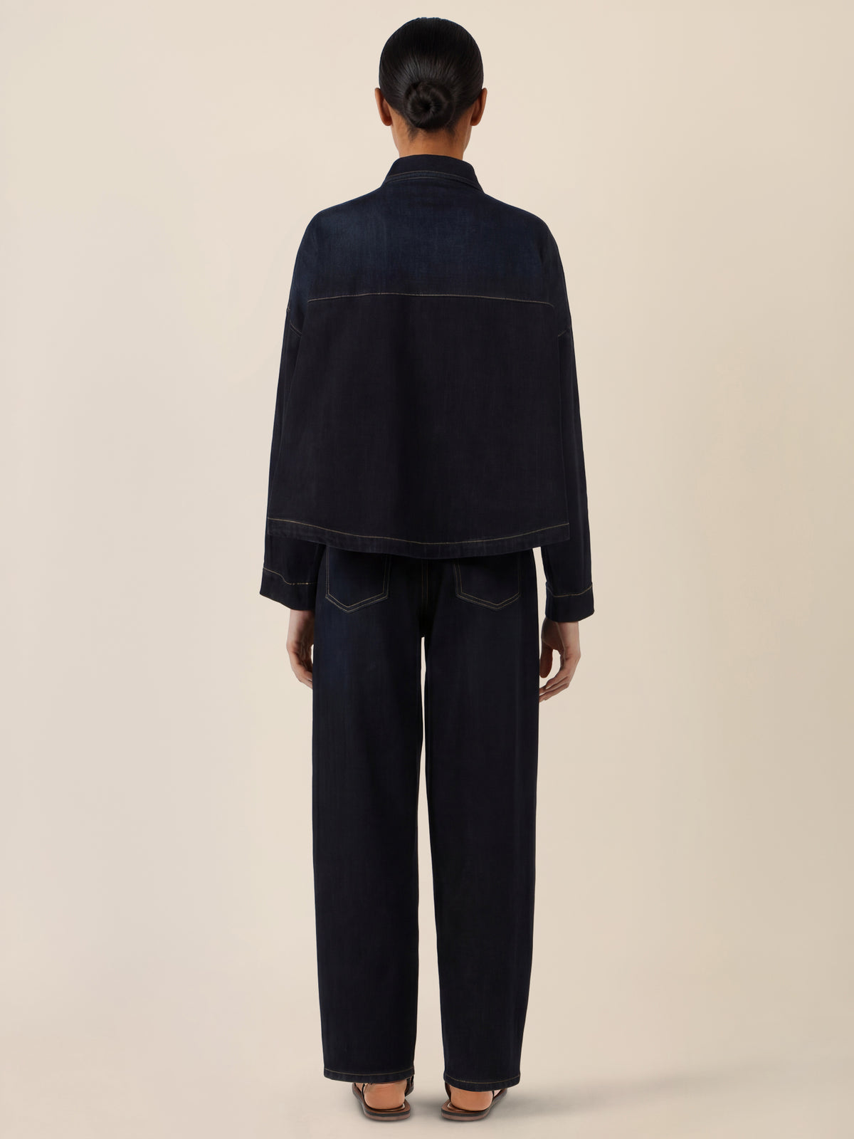 APART Oversized Jeansjacke mit Kontrastnähten | dunkelblau