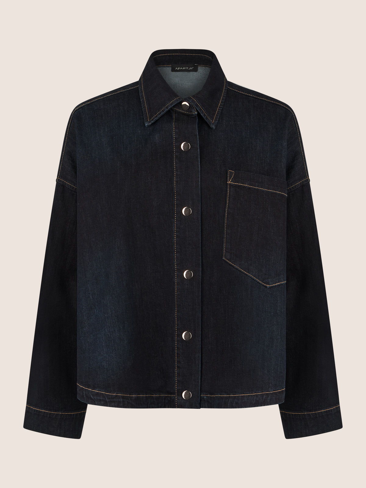 APART Oversized Jeansjacke mit Kontrastnähten | dunkelblau