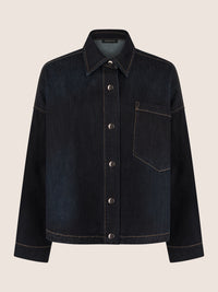 APART Oversized Jeansjacke mit Kontrastnähten | dunkelblau