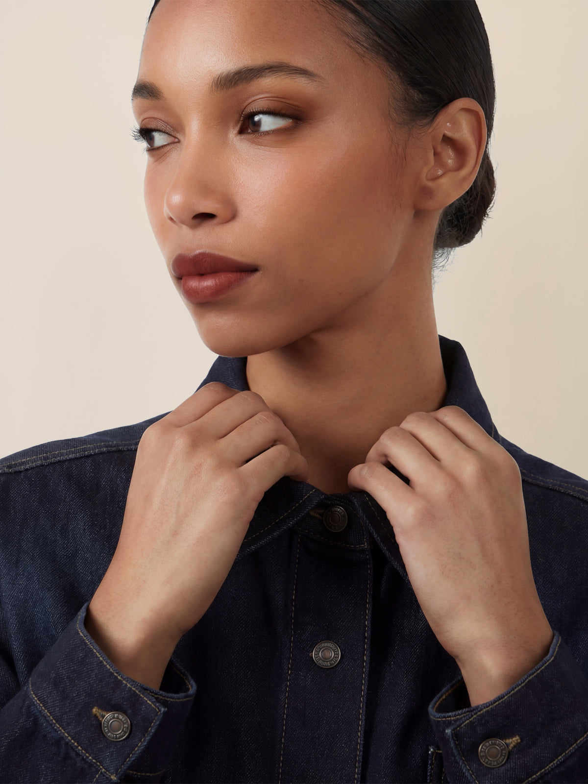 APART Oversized Jeansjacke mit Kontrastnähten | dunkelblau