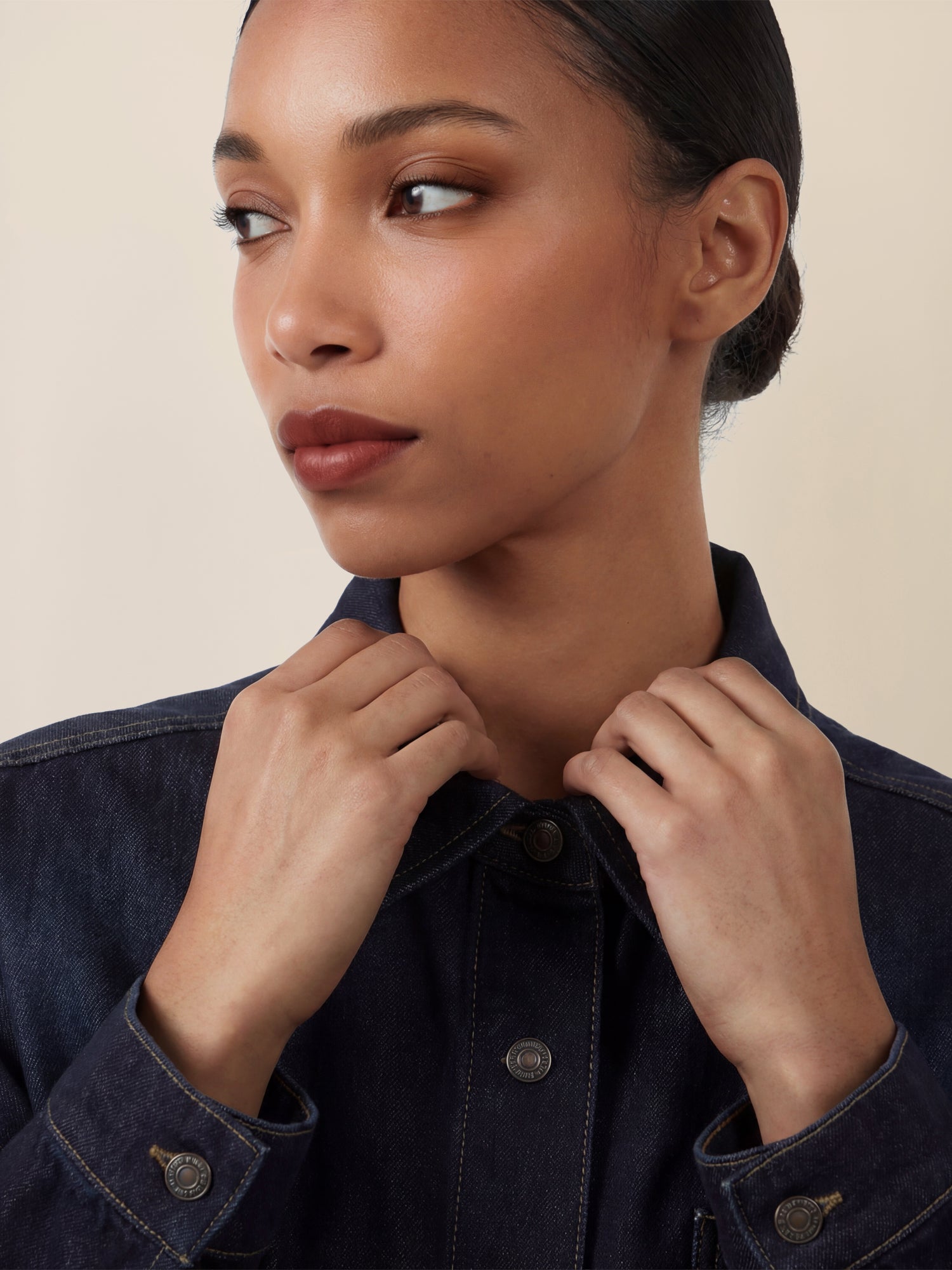 APART Oversized Jeansjacke mit Kontrastnähten | dunkelblau