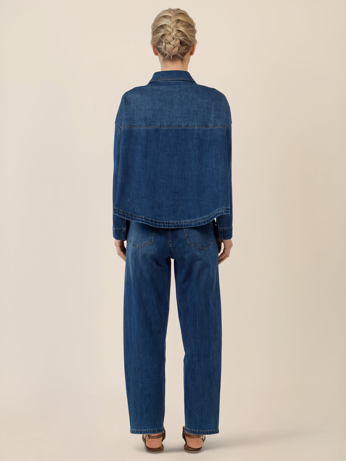 APART Oversized Jeansjacke mit Kontrastnähten | hellblau