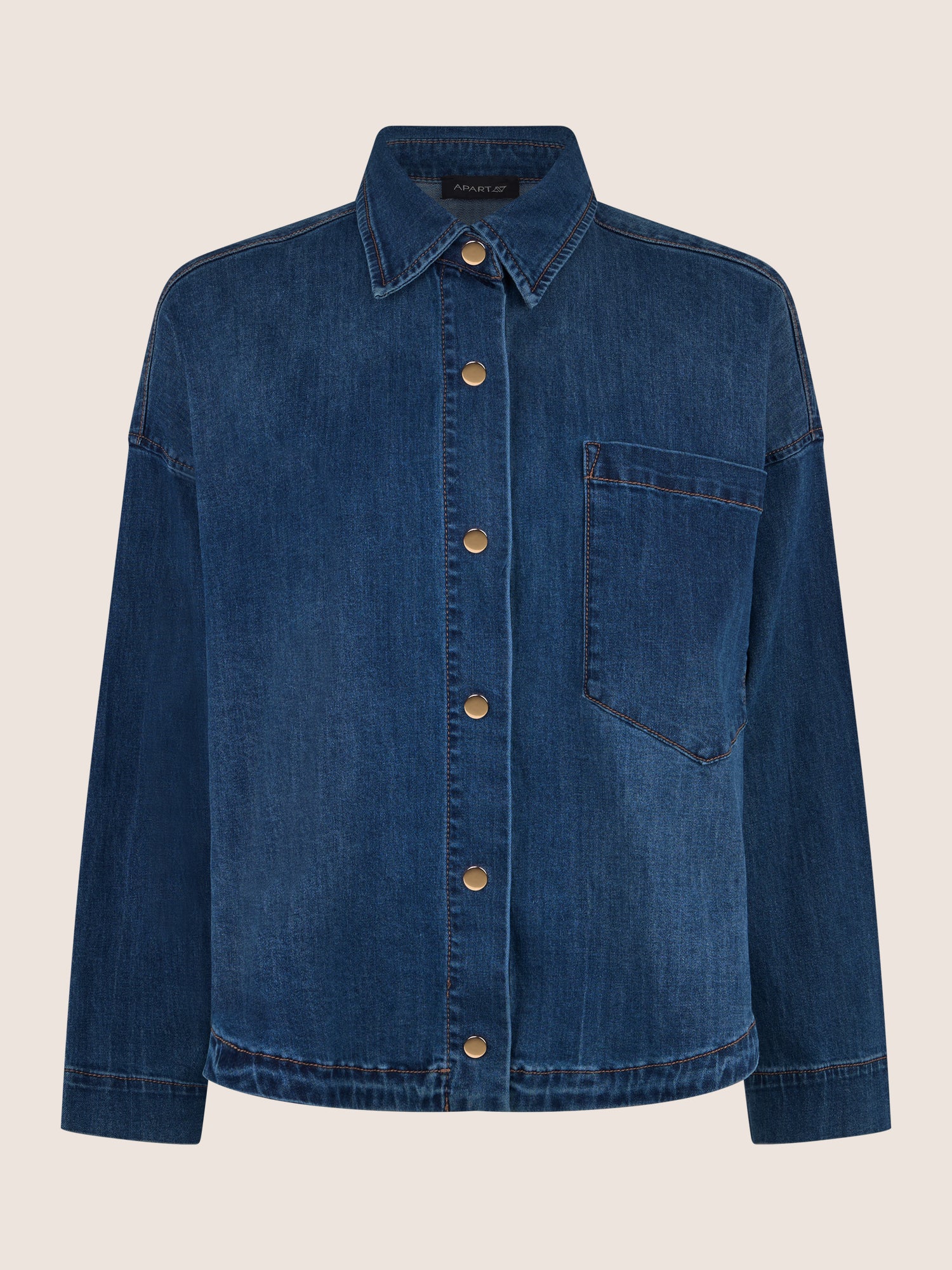 APART Oversized Jeansjacke mit Kontrastnähten | hellblau