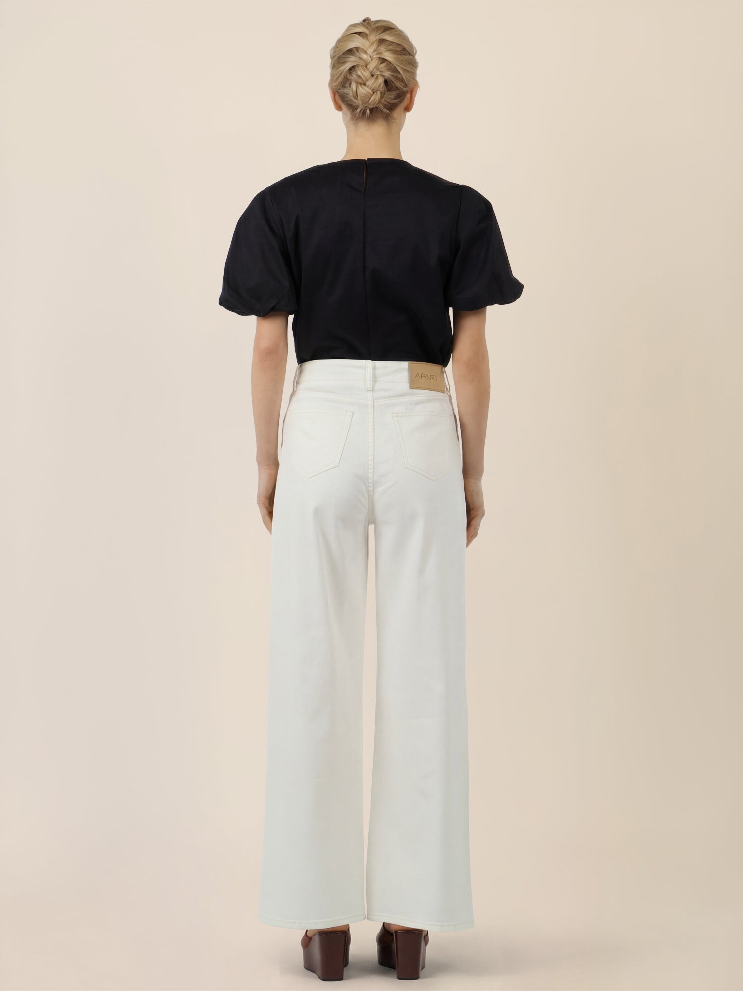 APART Palazzohose mit Falten und weitem Bein | creme