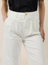 APART Palazzohose mit Falten und weitem Bein | creme