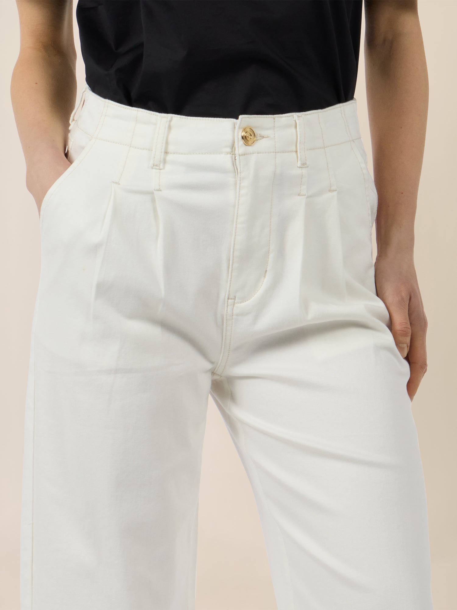 APART Palazzohose mit Falten und weitem Bein | creme